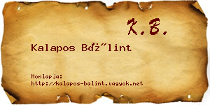 Kalapos Bálint névjegykártya