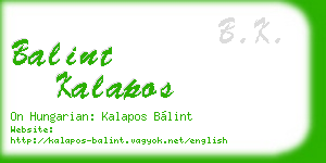balint kalapos business card