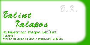 balint kalapos business card